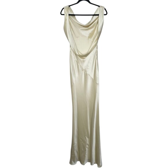 House‎ of CB Safaira Buttermilk Satin Draped Cowl Neck Maxi Dress Size XS - Picture 8 of 14